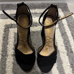 Sam Edelman Black Suede Ankle Strap Heels- size 10